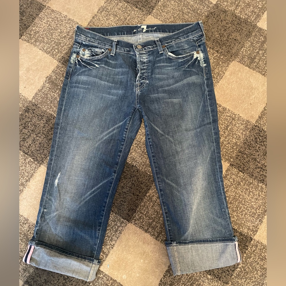 7 For All Mankind Blue Cropped Jeans